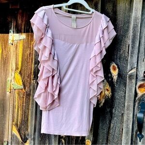 ZARA Pink Ruffle Sleeve Top Size Medium
